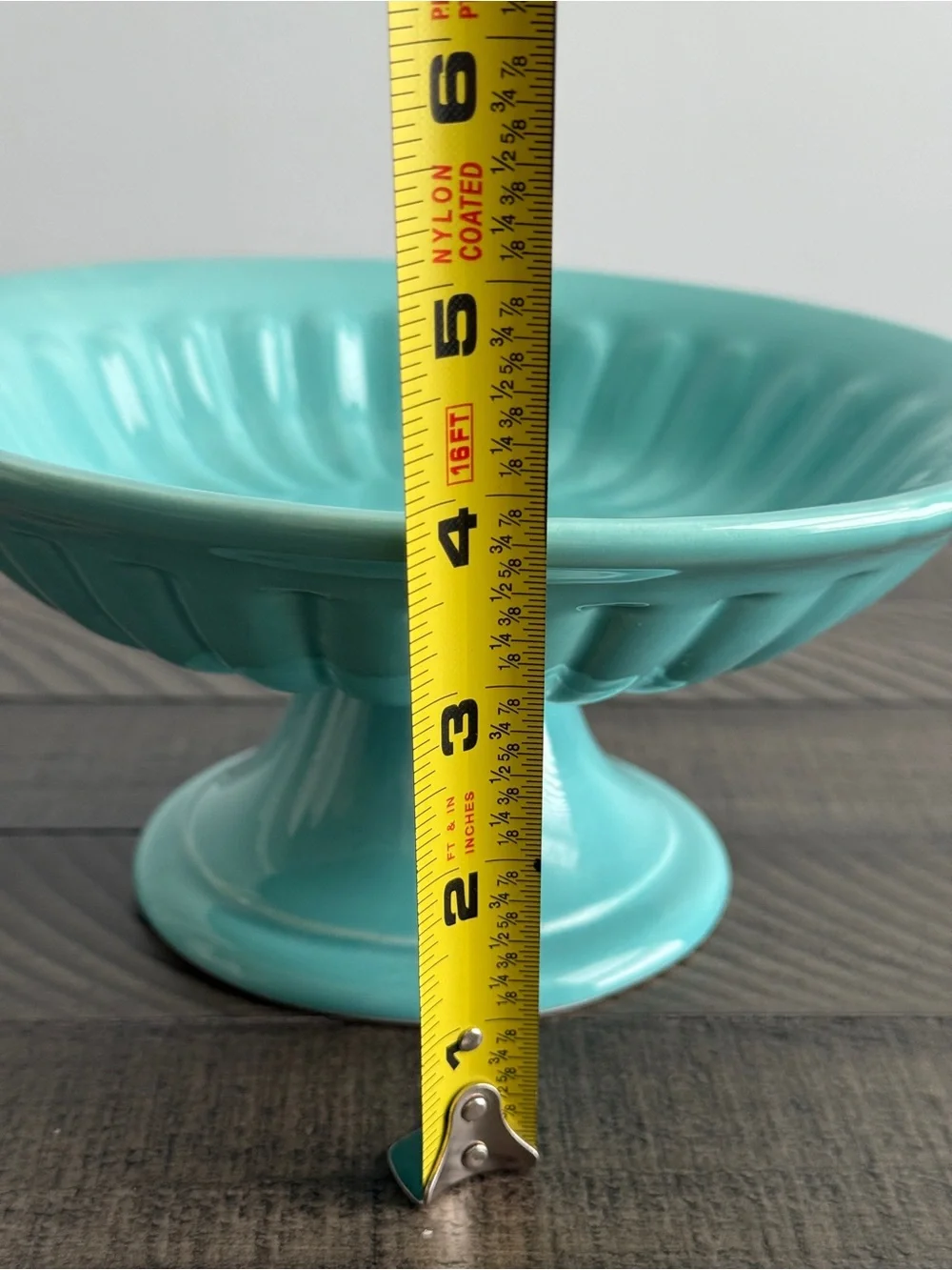 Vintage Italian Turquoise Majolica Compote | Pedestal Fruit Bowl